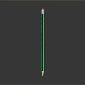 Green Pencil With Red Eraser Cap And Smooth Wooden Body For Daily Use