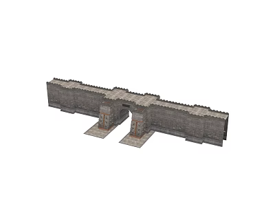 Ancient Stone Brick Building Exterior Wall With Traditional Archway Structure Design 3d model