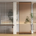 Modern partition glass partition screen 3d model