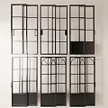 Different Sliding Door Designs With Black Frames Glass Panels And Grid Patterns 3d model