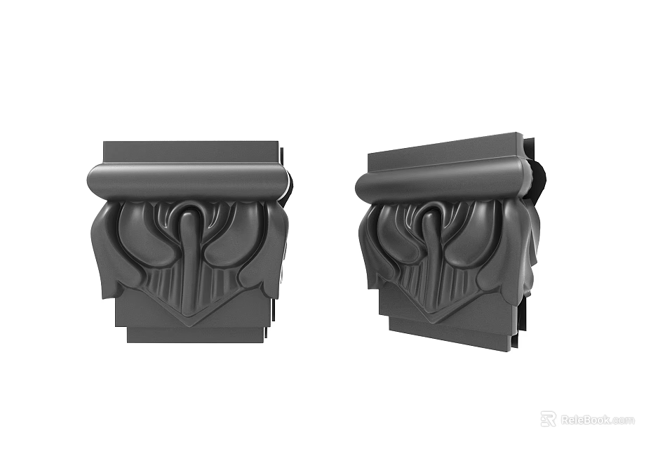 Elegant Black Carved Decorative Ornaments for Home Furniture Architectural Design 3d model 