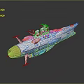 Futuristic Spacecraft Design With Golden Thruster Blue White Body And Deck Equipment