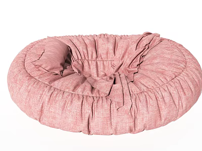 Round Pink Fabric Lazy Sofa with Ruched Design for Cozy Seating 3d model
