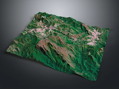 3D Mountainous Terrain Model With Green Vegetation And Topographic Features 3d model