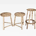 Modern Bar Stool Low Stool Bar Chair Round Stool Log Stool 3d model