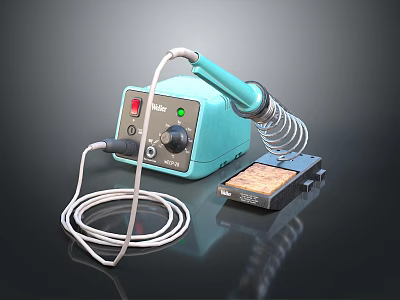 Professional Blue Soldering Iron Station With Control Unit Stand Sponge And Cable Tool 3d model