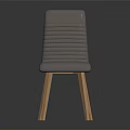 Modern Light Grey Fabric Dining Chair With Vertical Striped Back And Wooden Legs