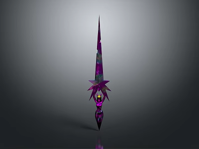 Purple Black Decorative Spear Weapon with Spiked Design and Sharp Tip 3d model