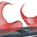 Modern urban sculpture streamline profiled sculpture landscape sketch curve arc line 3d model