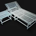 Outdoor Lounge Chair With Slatted Design And Matching Side Table For Garden Use