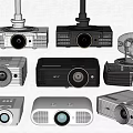 Modern Projector Projection Curtain Projector Combination 3d model