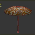 Colorful Camouflage Umbrella Shaped Chandelier with Yellow and White Striped Pole