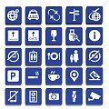 Various Public Sign Icons Wall Decor With Blue Background And White Symbols