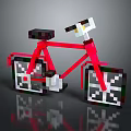 Red Pixel Art Bicycle Design With Detailed Pixelated Wheels And 3D Reflection 3d model