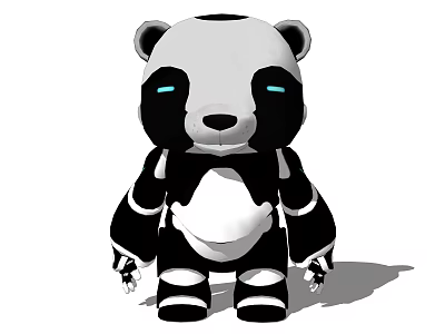 Cute Black White Panda Doll With Stuffed Body And Soft Plush Texture 3d model