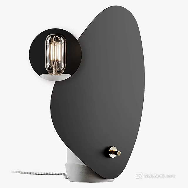 Modern Minimalist Table Lamp With Black Geometric Shade And Vintage Edison Bulb 3d model 