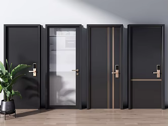 Modern security door single door glass door 3d model