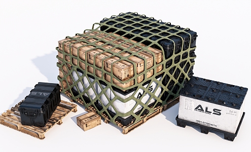 Modern box cargo combination wooden pallet 3d model