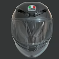 Motorcycle Helmet Featuring Modern Design Silver White Finish and Red Stripe Transparent Visor