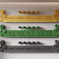 Ancient Architecture Decorative Elements With Golden Green Gray Carved Cornices And Ornaments