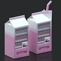 Pink And White Commercial Beverage Vending Machine With Straw And Push Button 3d model