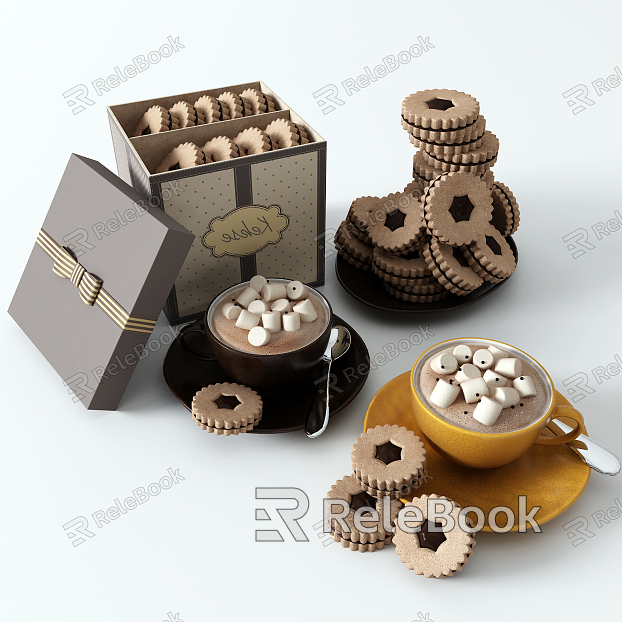 Modern Food Wine Food Biscuits Bread Gift Box model