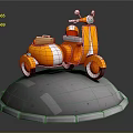 Orange Electric Toy Scooter with Sidecar Cute Design for Kids Play