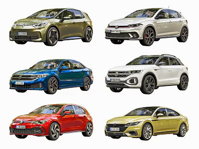Volkswagen Cars Different Models And Colors Showcased 3d model