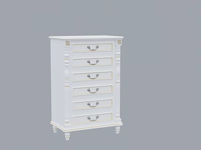 Elegant White Nightstand With Multiple Drawers Decorative Handles And Sturdy Legs 3d model