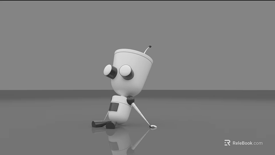 Smart Machine With Cute Design And Big Eyes Sitting On Smooth Surface 3d model 