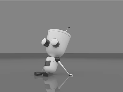 Smart Machine With Cute Design And Big Eyes Sitting On Smooth Surface 3d model