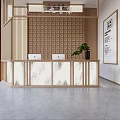 Chinese Style Lounge Corridor With Wall Decor Bench Small Tables And Natural Light