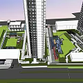 Modern Residential Landscape With Architectural Entrance Steps People And Car