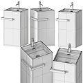 Modern Square Washbasin Design With Various Colored Bodies And Sleek Faucets In Bathroom