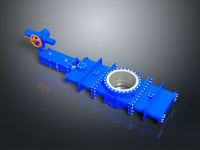 Blue Heavy Duty Industrial Valve Equipment With Metal Flange And Control Handle 3d model