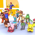 Iconic Video Game Characters Featuring Mario Pikachu Link And Kirby