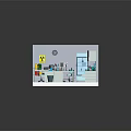 Fun Cartoon Laboratory Scene With Experiment Tables And Scientific Equipment