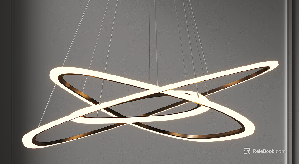 Stylish Modern Circular Intersecting Ring Chandelier With Metal Frame LED Light 3d model 