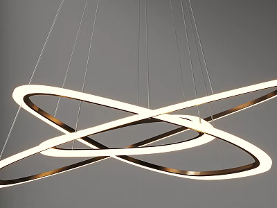 Stylish Modern Circular Intersecting Ring Chandelier With Metal Frame LED Light 3d model