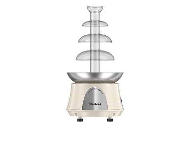 StarMax Beige Chocolate Fountain Household Appliance With Multi Tier Transparent Design And Stainless Steel Basin 3d model