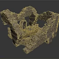 Ancient Stone Ruins Structure Featuring Archway And Weathered Stone Blocks 3d model