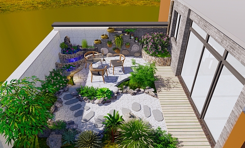 New Chinese Garden Roof Garden 3d model