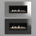 Modern Gray And Black Fireplace Design With Flame Effect And Decorative Stones