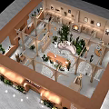 Stylish Terracotta Clothing Store With Arched Doorways Cacti Palm Trees And Moon