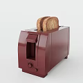 Stylish Red Electric Toaster Kitchen Appliance With Two Slices Of Toast On Top