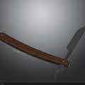Straight Razor Weapon With Wooden Handle And Metal Blade On Dark Background