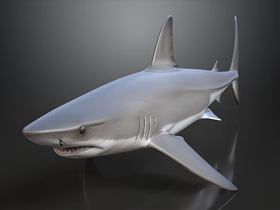 Realistic 3D Shark Model With Detailed Features On Gray Background 3d model