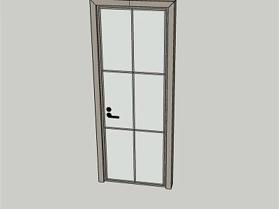 Sleek Casement Door With Glass Panes And Dark Frame For Home Interior 3d model