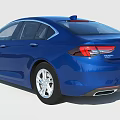 Blue Modern Sedan Car With Stylish Front Grille And Sleek Headlights