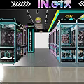 Vibrant Arcade Room With Claw Machines Neon Lights Stuffed Toys And Large Doll Sculpture